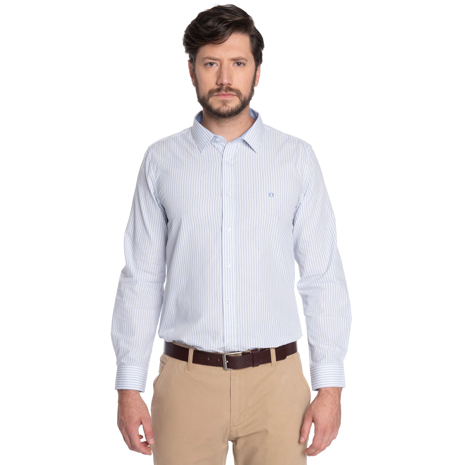CAMISA HOMBRE FORMAL MANGA LARGA TREVIRA LISTADA BILBAO | AZUL CLARO - 1