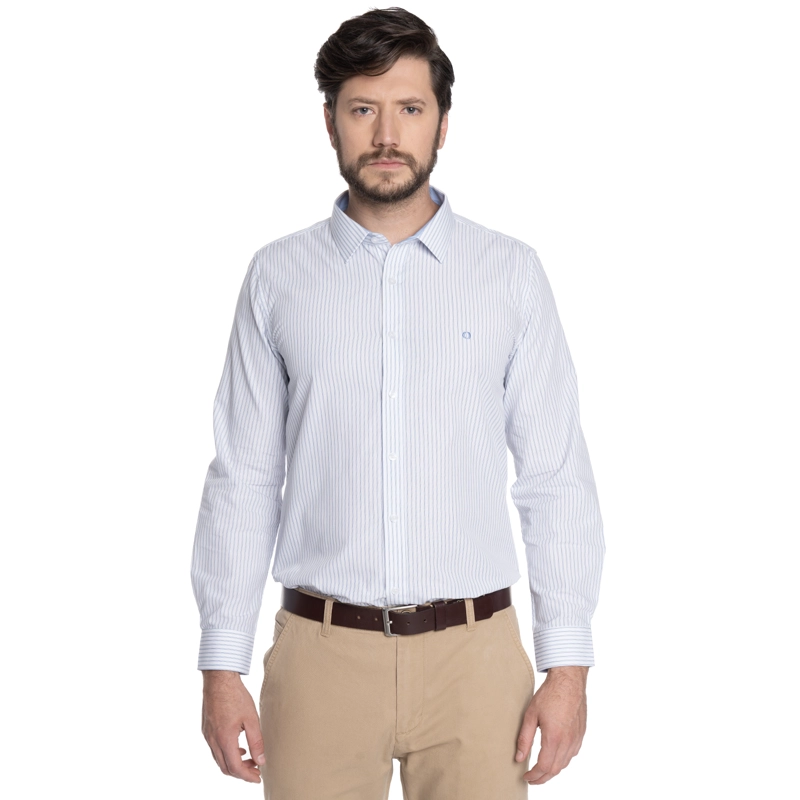 CAMISA HOMBRE FORMAL MANGA LARGA TREVIRA LISTADA BILBAO | AZUL CLARO - 1