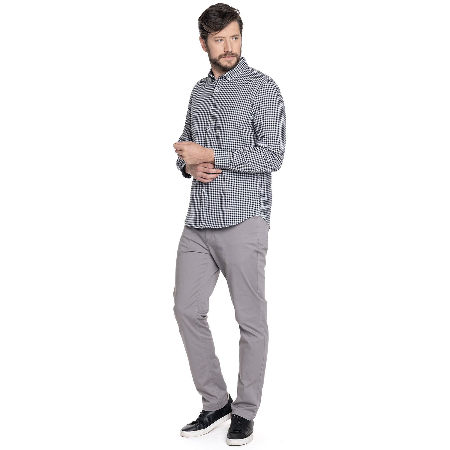 CAMISA HOMBRE CASUAL MANGA LARGA OXFORD CUADROS CORDOBA | NEGRO - 4