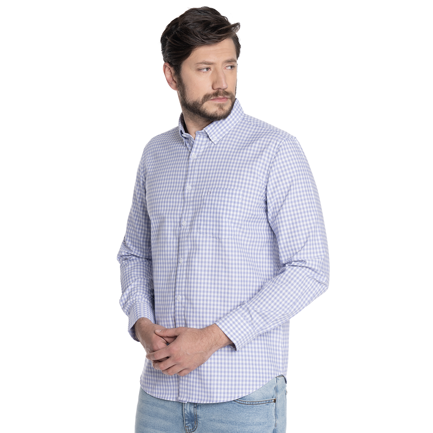CAMISA HOMBRE CASUAL MANGA LARGA OXFORD CUADROS CORDOBA | NEGRO - 5