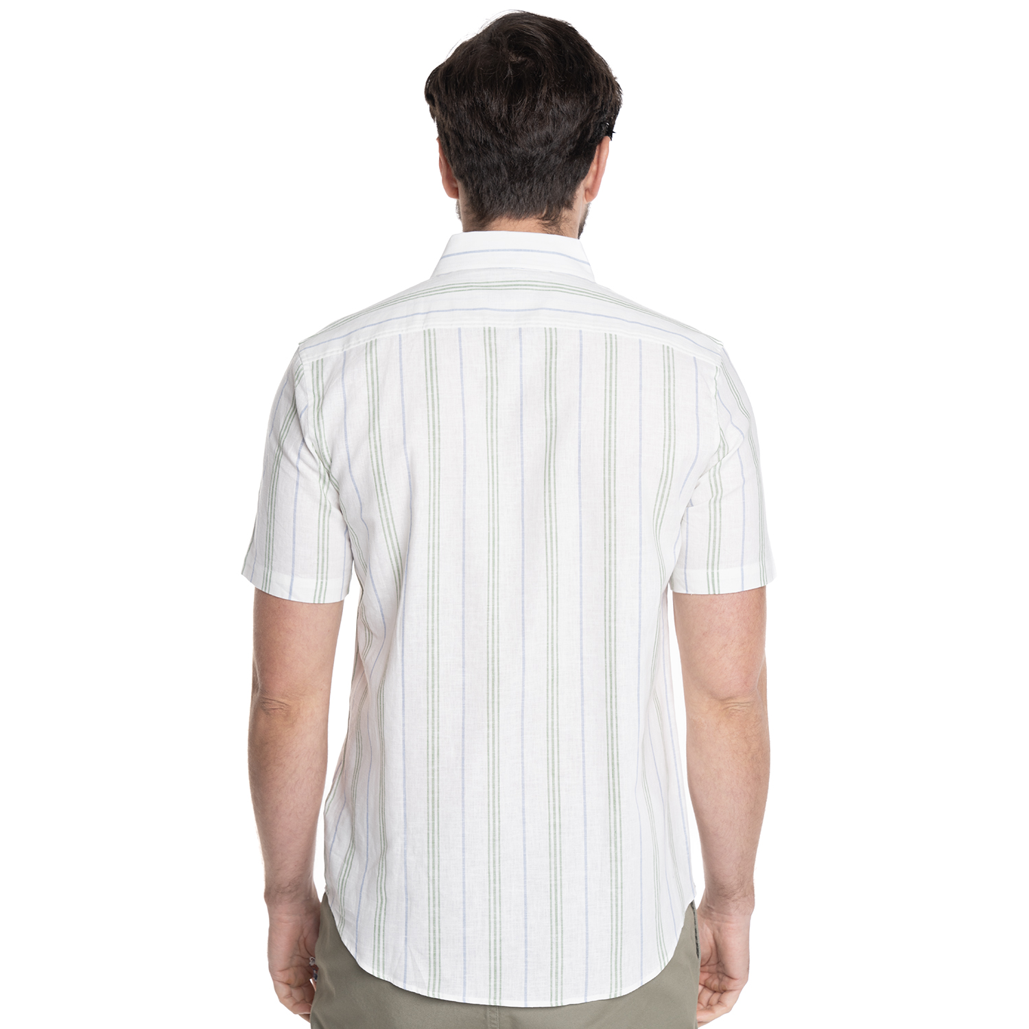CAMISA HOMBRE MANGA CORTA LINO LISTADA CANTABRIA | VERDE - 2