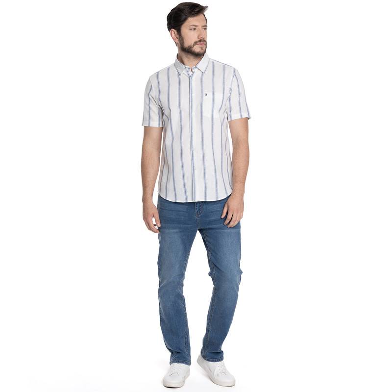 CAMISA HOMBRE MANGA CORTA LINO LISTADA CANTABRIA | VERDE - 4