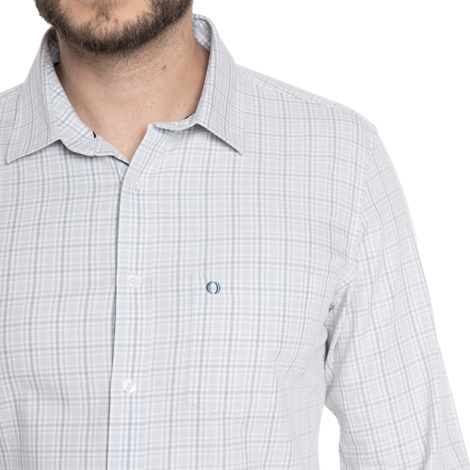 CAMISA HOMBRE CASUAL MANGA LARGA TREVIRA ESCOCESA OVIEDO | CELESTE - 3