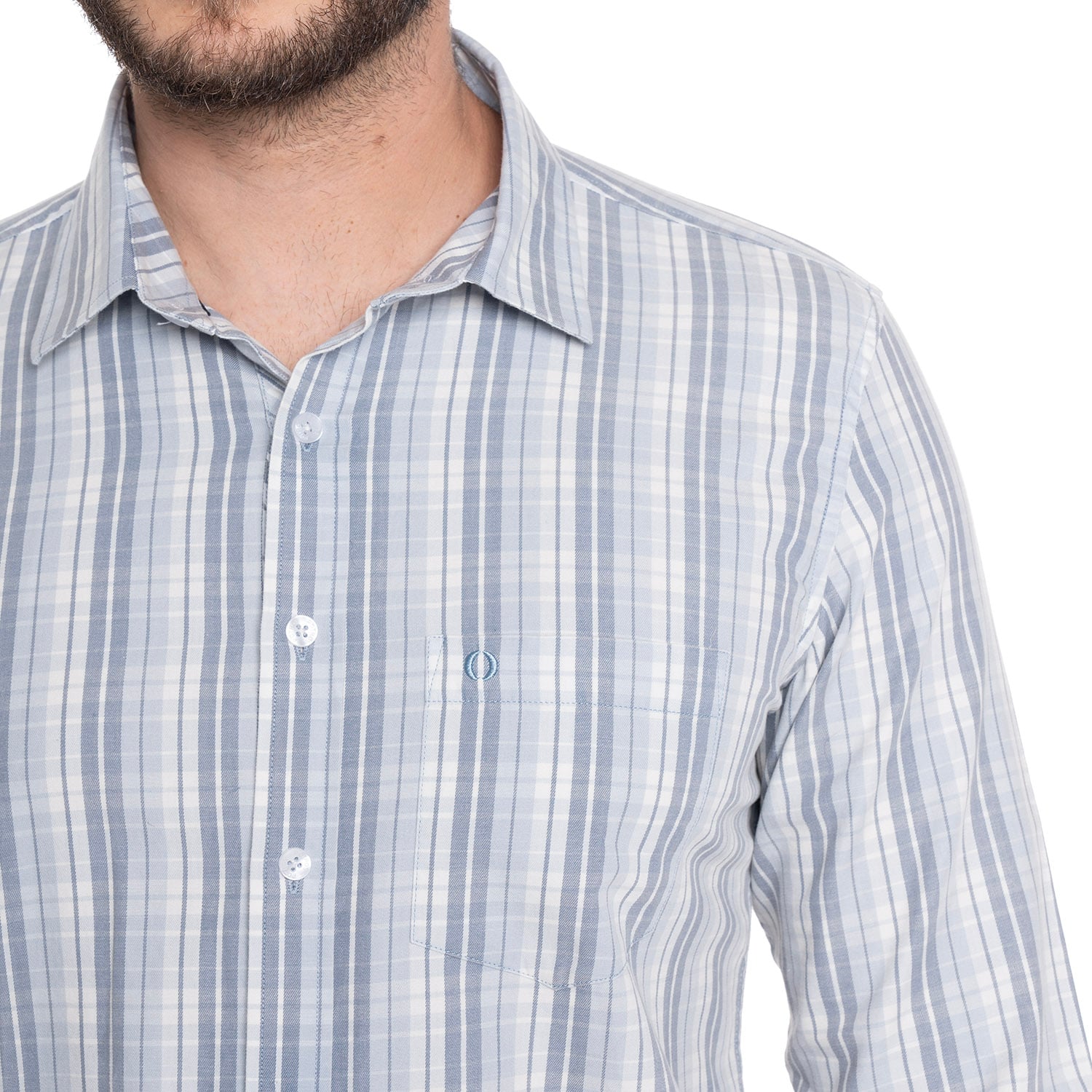 CAMISA HOMBRE CASUAL MANGA LARGA TREVIRA ESCOCESA OVIEDO | CELESTE - 3