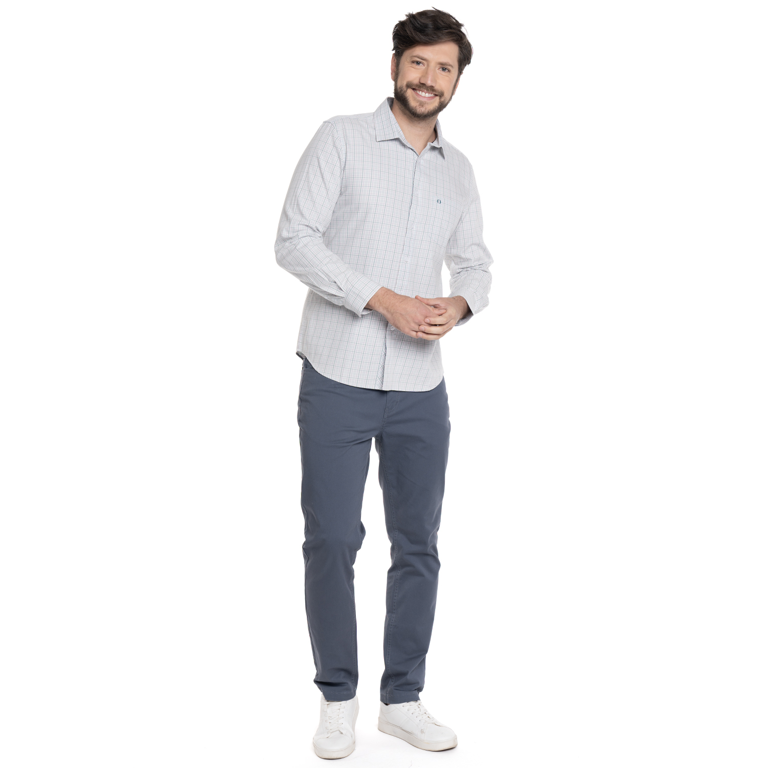 CAMISA HOMBRE CASUAL MANGA LARGA TREVIRA ESCOCESA OVIEDO | CELESTE - 4