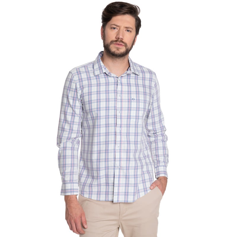 CAMISA HOMBRE CASUAL MANGA LARGA TREVIRA ESCOCESA OVIEDO | AZUL - 1
