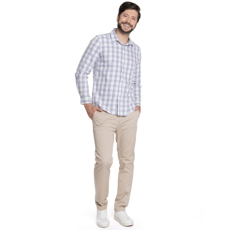 CAMISA HOMBRE CASUAL MANGA LARGA TREVIRA ESCOCESA OVIEDO | AZUL - 4