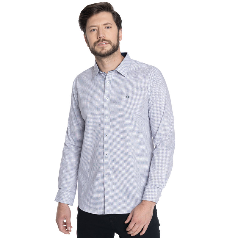 CAMISA HOMBRE CASUAL MANGA LARGA TREVIRA ESTAMPADA SEVILLA | AZUL - 1