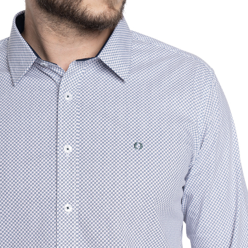 CAMISA HOMBRE CASUAL MANGA LARGA TREVIRA ESTAMPADA SEVILLA | AZUL - 3