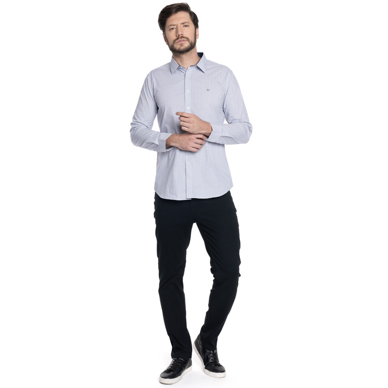 CAMISA HOMBRE CASUAL MANGA LARGA TREVIRA ESTAMPADA SEVILLA | AZUL - 4