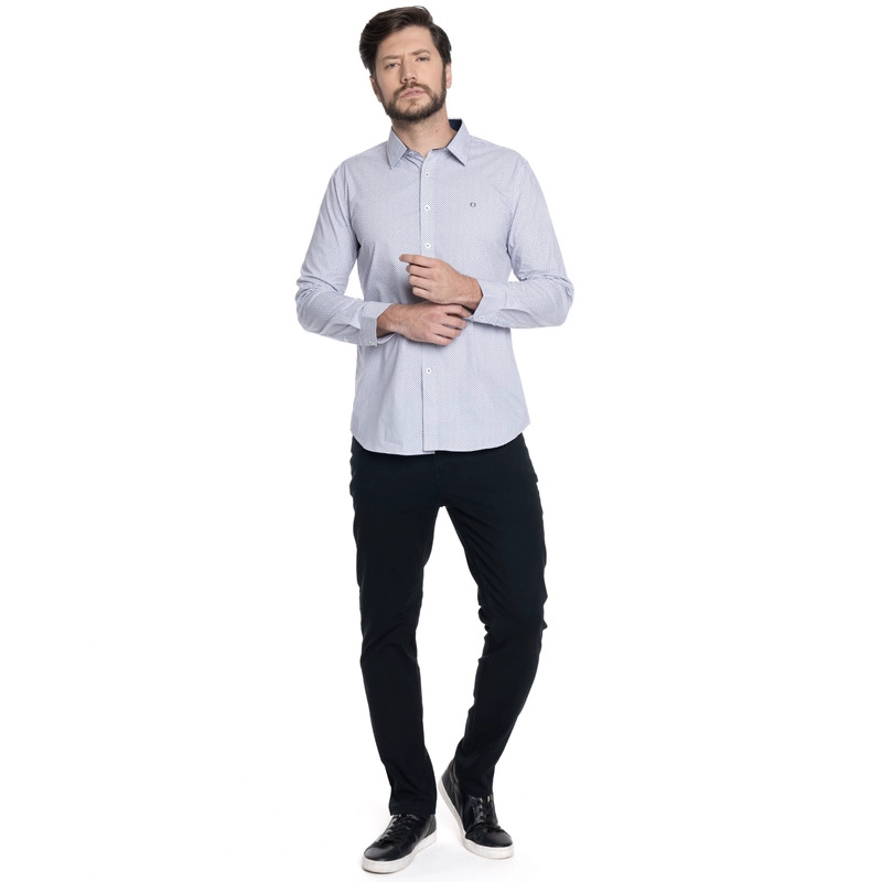 CAMISA HOMBRE CASUAL MANGA LARGA TREVIRA ESTAMPADA SEVILLA | AZUL - 4