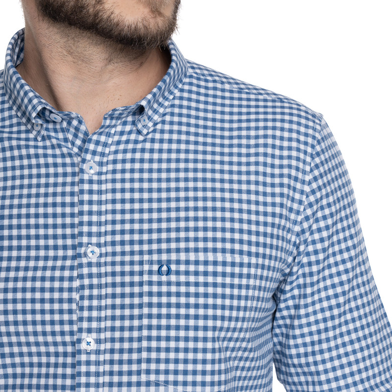 CAMISA HOMBRE CASUAL MANGA LARGA OXFORD CUADROS CORDOBA | AZUL - 3