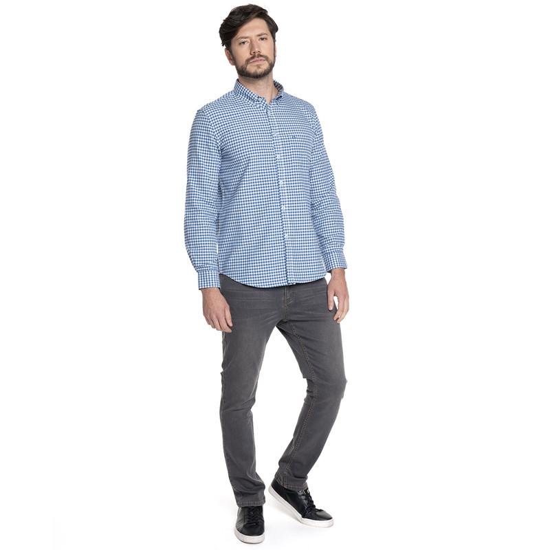 CAMISA HOMBRE CASUAL MANGA LARGA OXFORD CUADROS CORDOBA | AZUL - 4