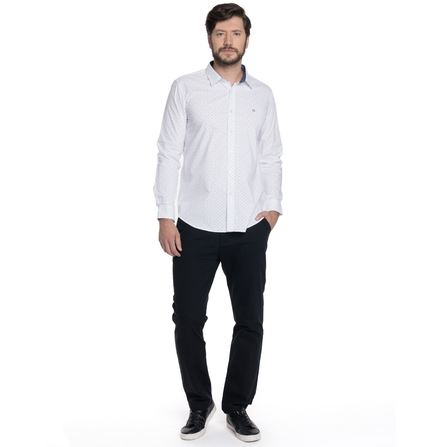 CAMISA HOMBRE CASUAL MANGA LARGA TREVIRA ESTAMPADA SEVILLA | BLANCO - 4