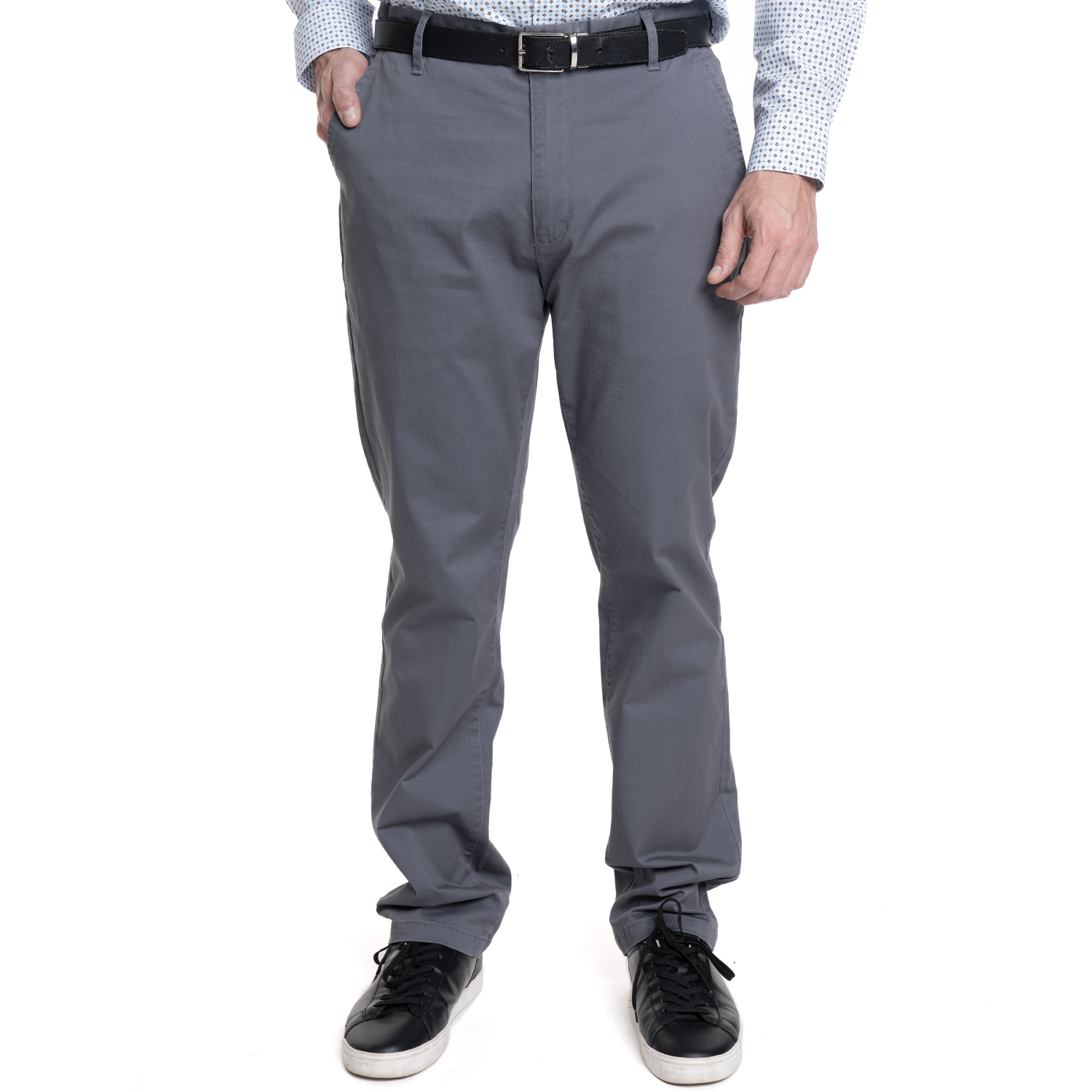 PANTALON HOMBRE FRENTE PLANO SPANDEX REGULAR FIT | GRIS - 1