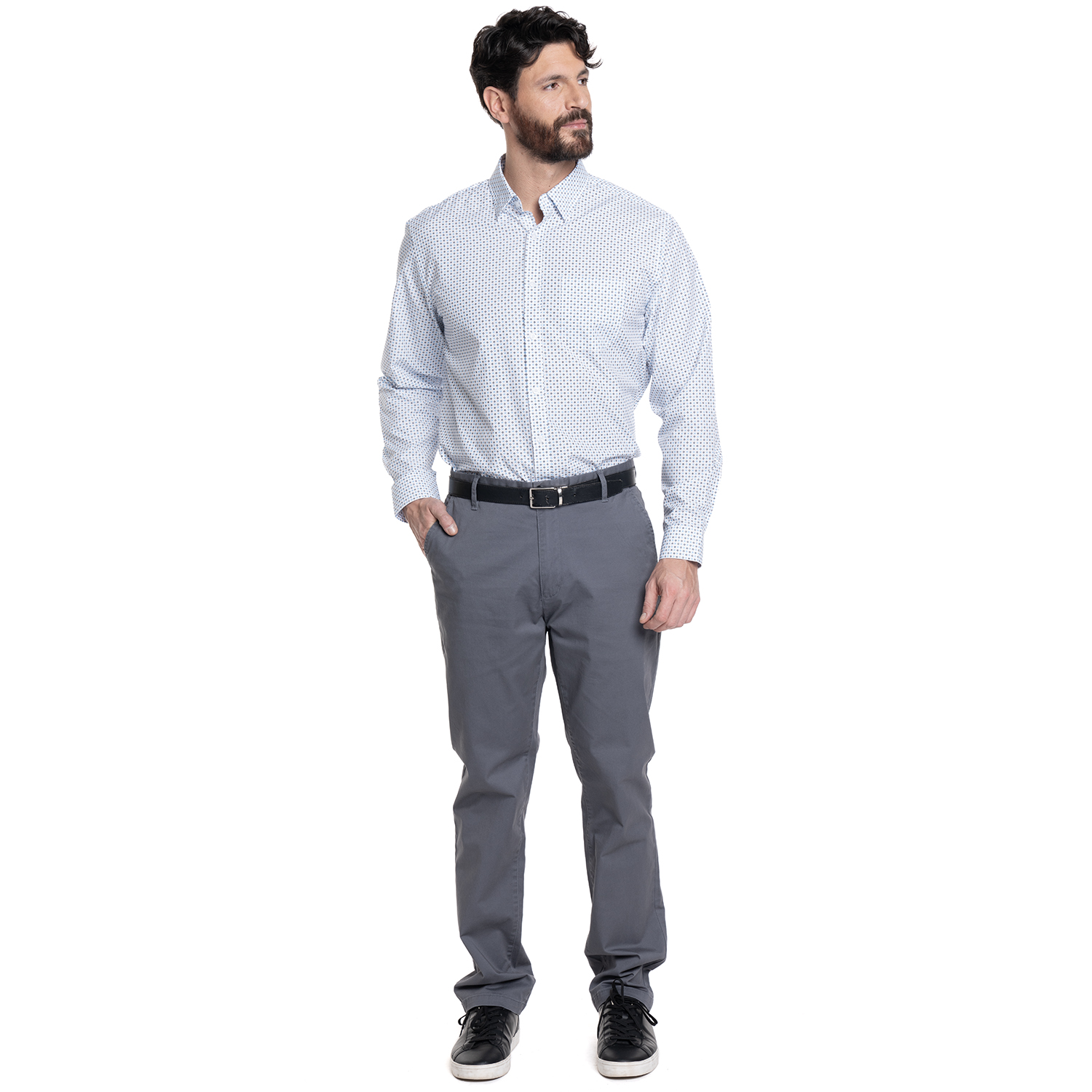 PANTALON HOMBRE FRENTE PLANO SPANDEX REGULAR FIT | GRIS - 4