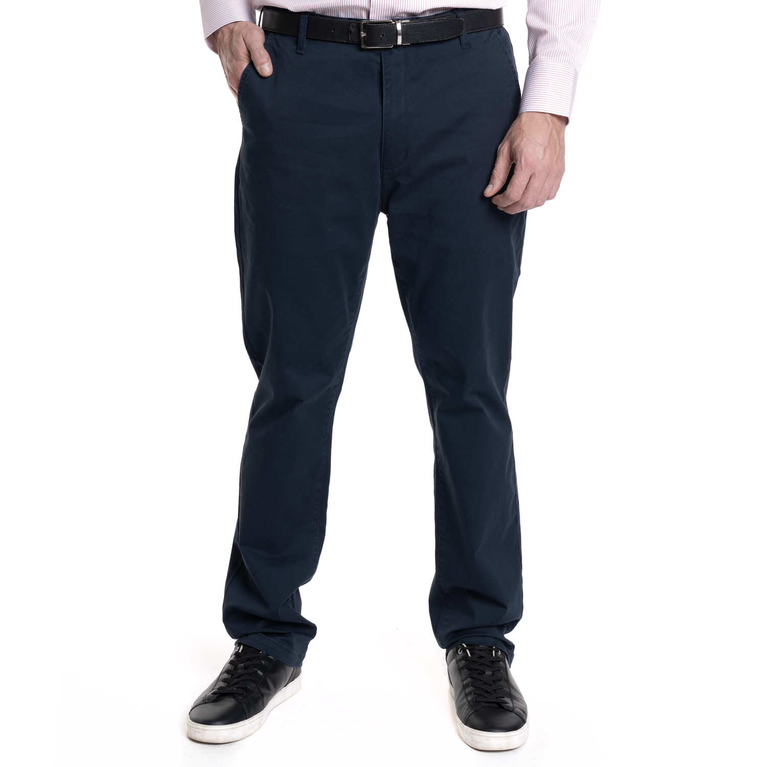 PANTALON HOMBRE FRENTE PLANO SPANDEX REGULAR FIT | AZUL MARINO - 1