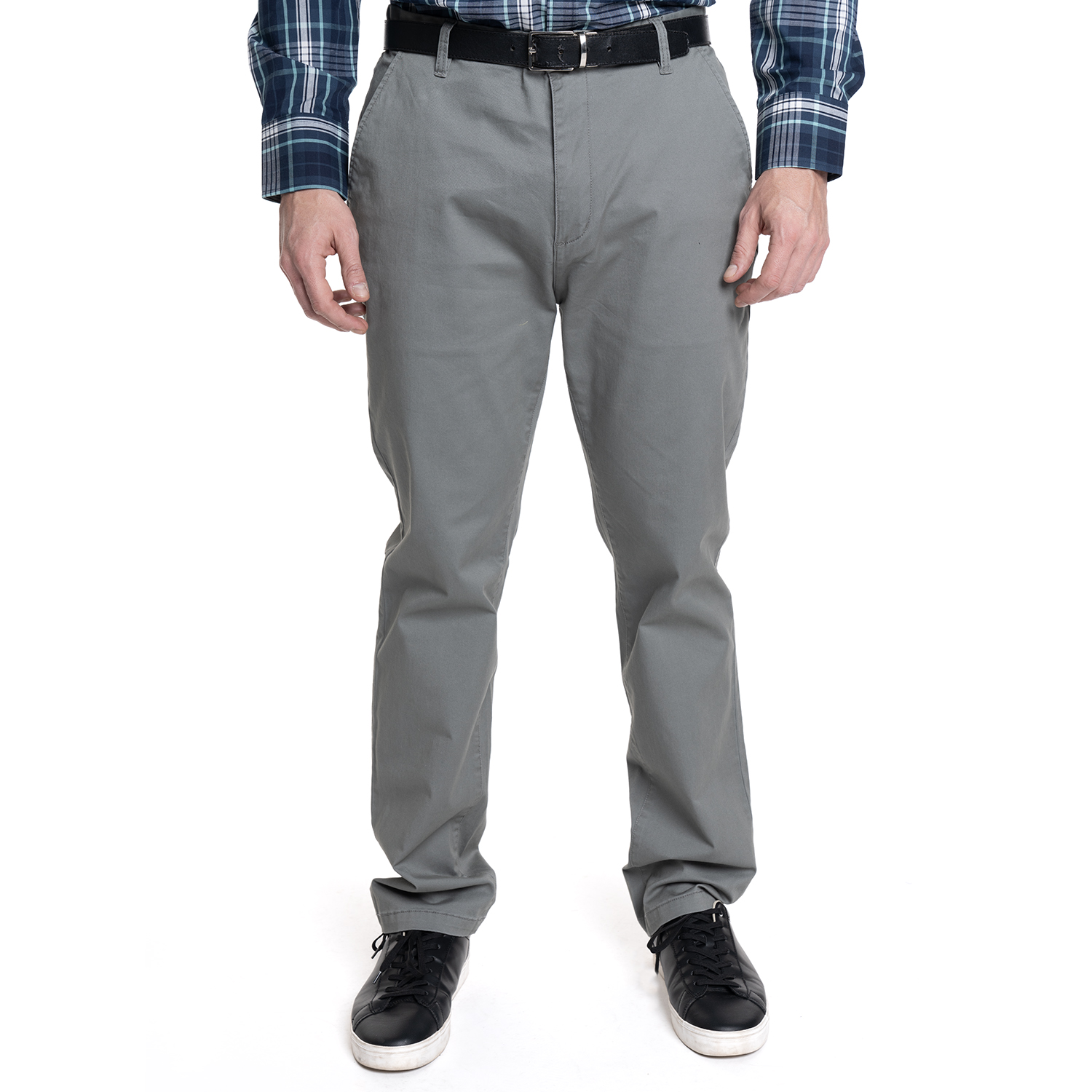 PANTALON HOMBRE FRENTE PLANO SPANDEX REGULAR FIT | OLIVA - 1