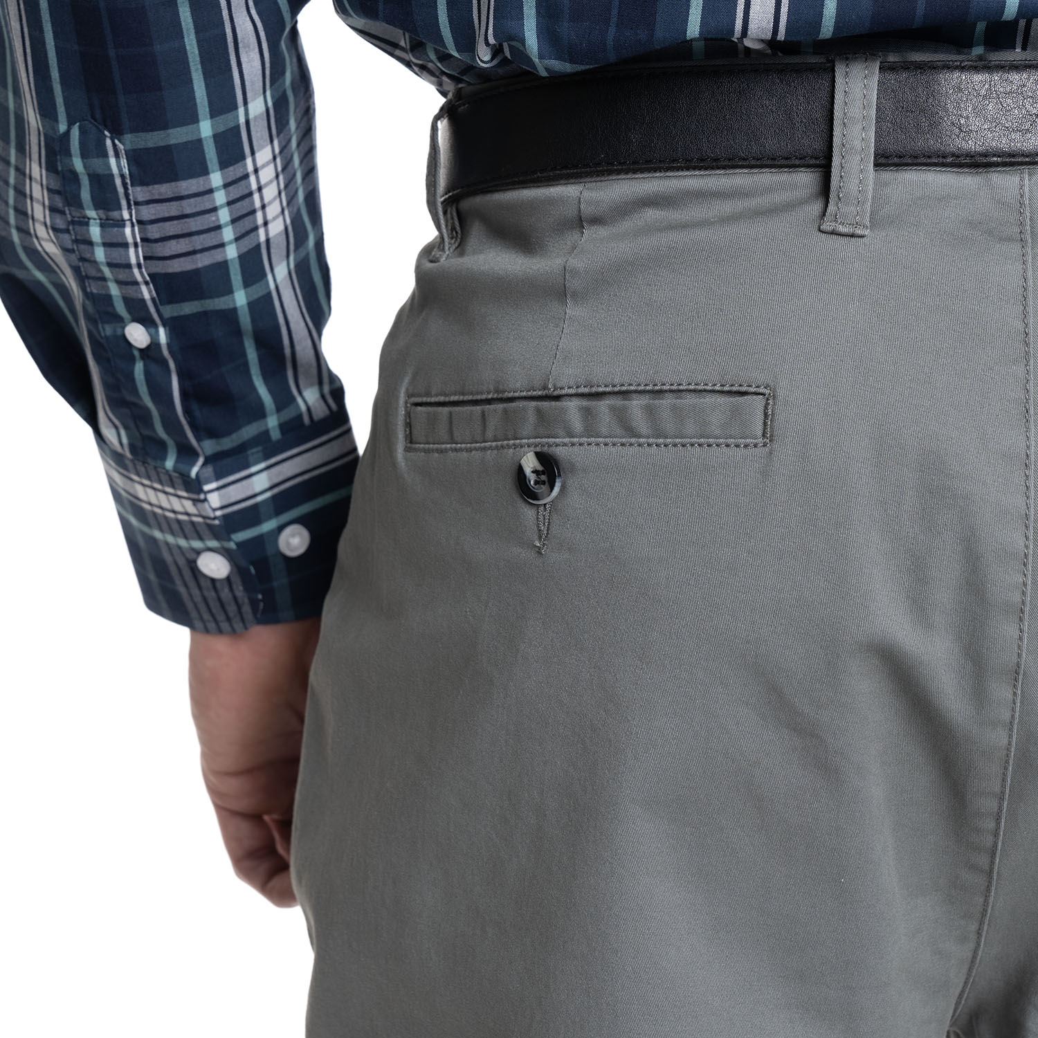 PANTALON HOMBRE FRENTE PLANO SPANDEX REGULAR FIT | OLIVA - 3