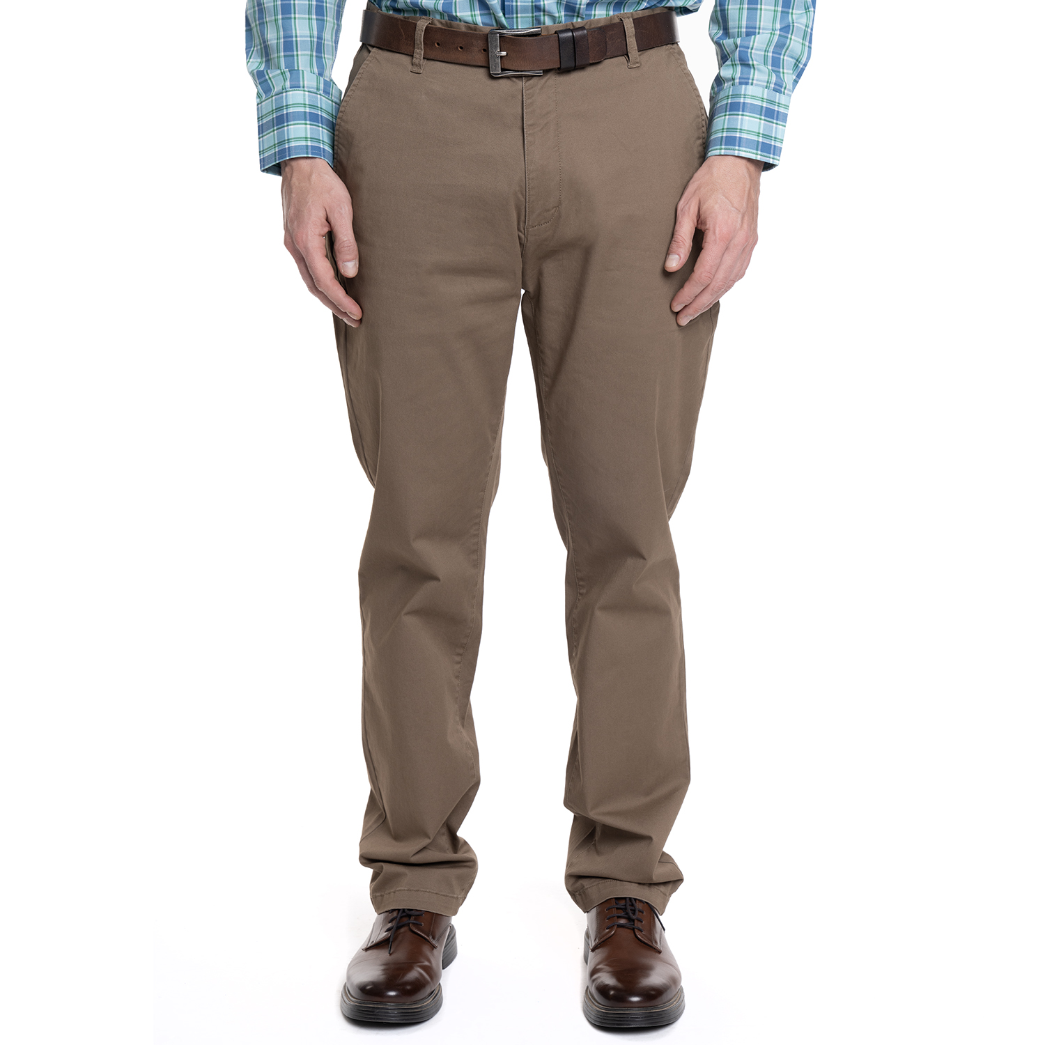 PANTALON HOMBRE FRENTE PLANO SPANDEX REGULAR FIT | BEIGE - 1