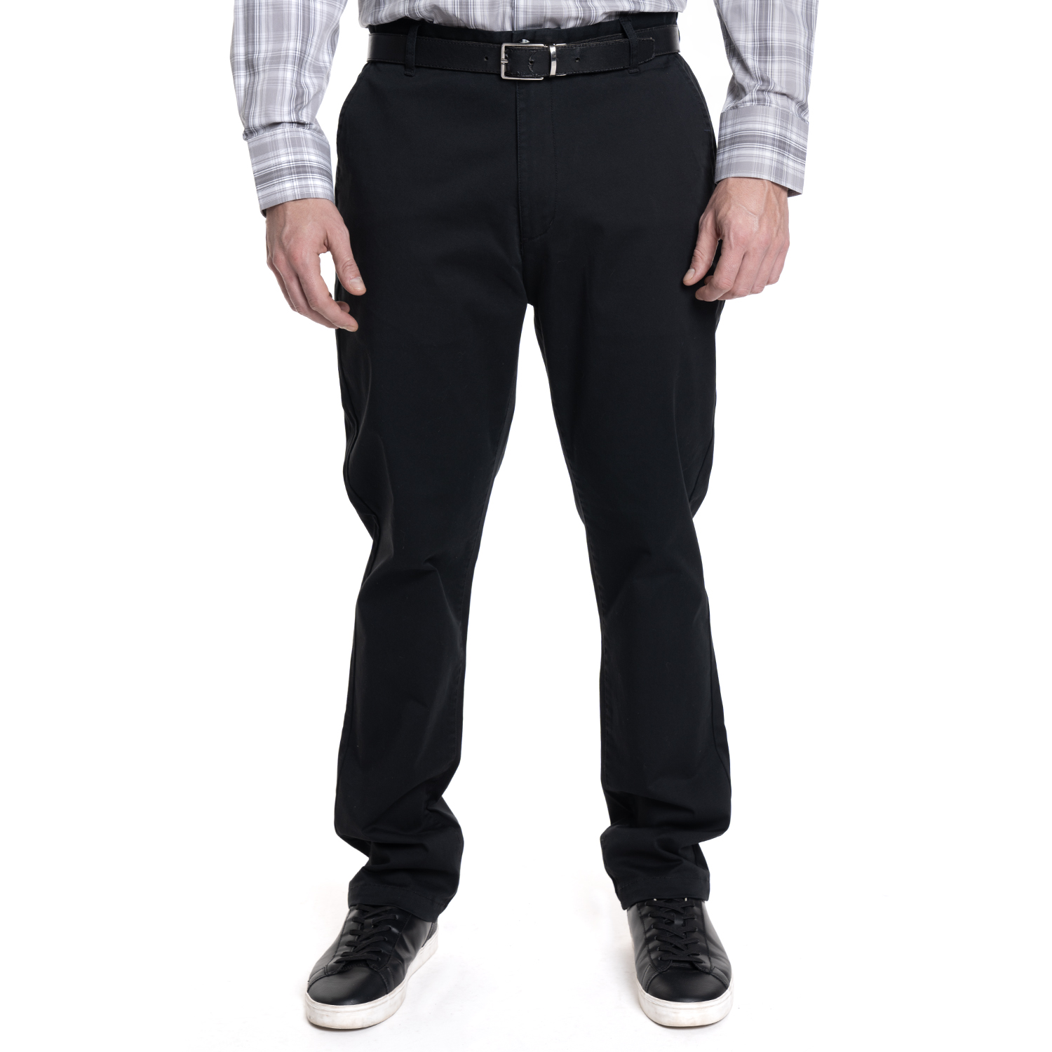 PANTALON HOMBRE FRENTE PLANO SPANDEX REGULAR FIT | NEGRO - 1
