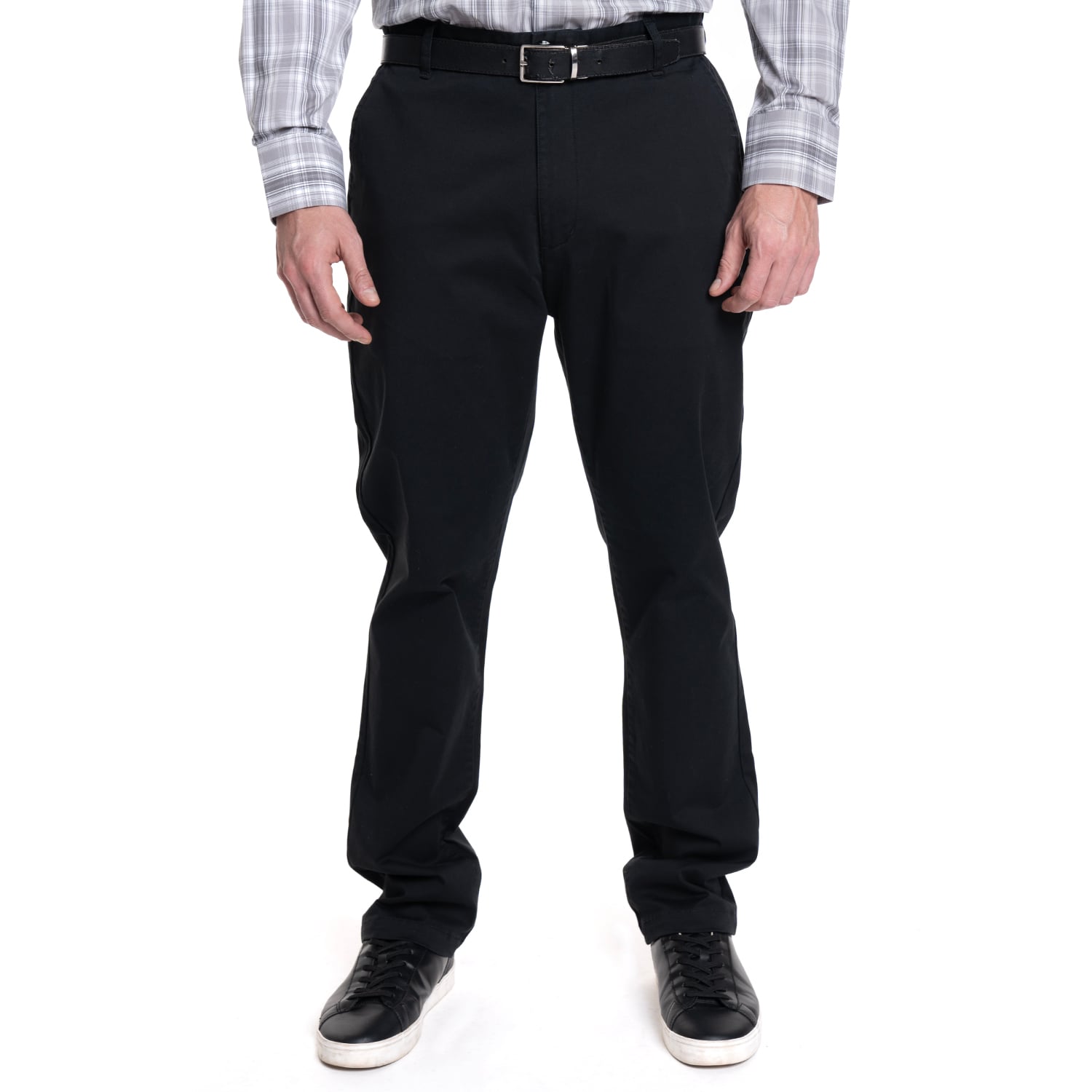 PANTALON HOMBRE FRENTE PLANO SPANDEX REGULAR FIT | NEGRO - 1