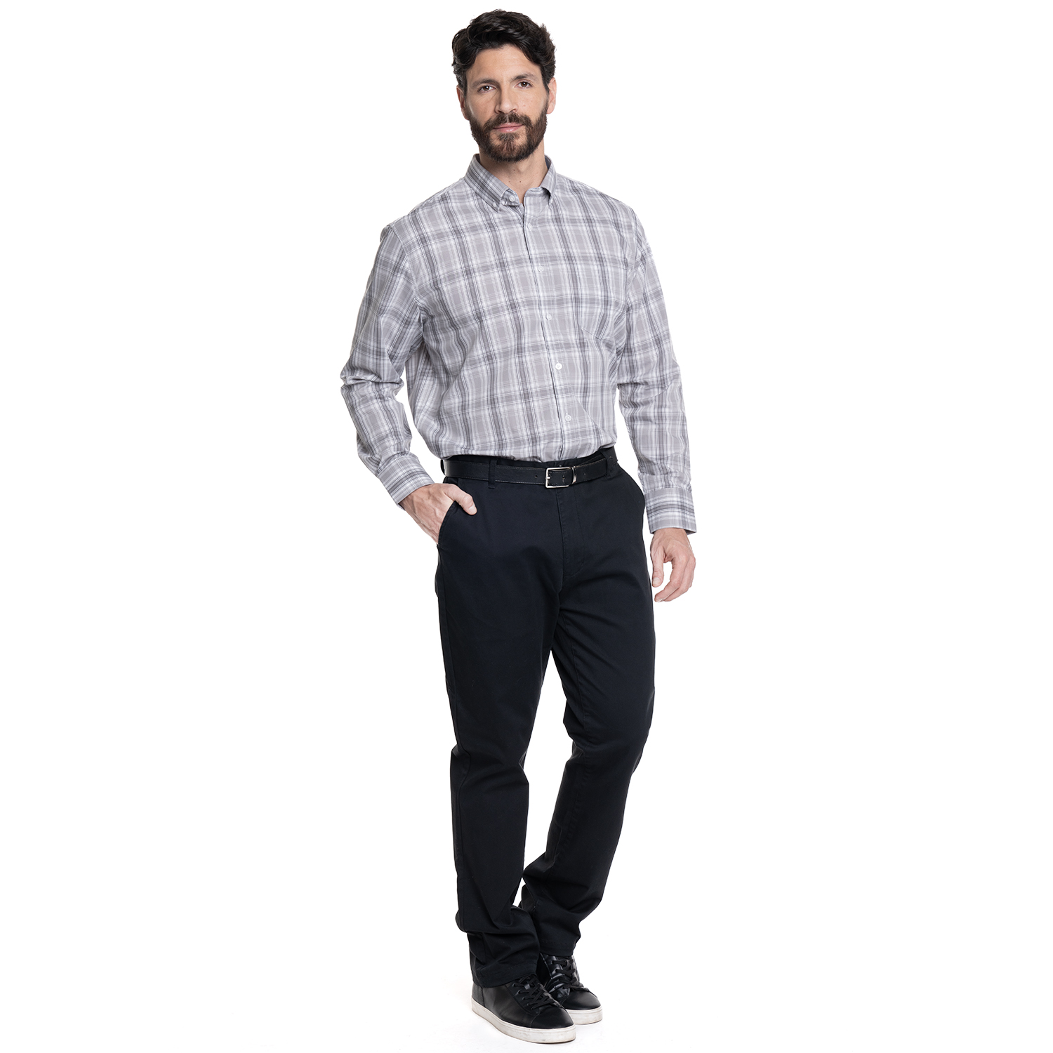 PANTALON HOMBRE FRENTE PLANO SPANDEX REGULAR FIT | NEGRO - 4