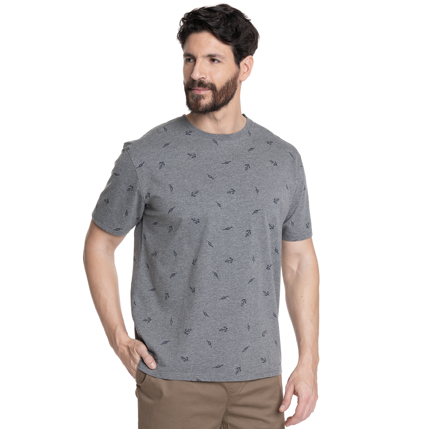 POLERA HOMBRE FULL PRINT CUELLO REDONDO | GRIS - 1