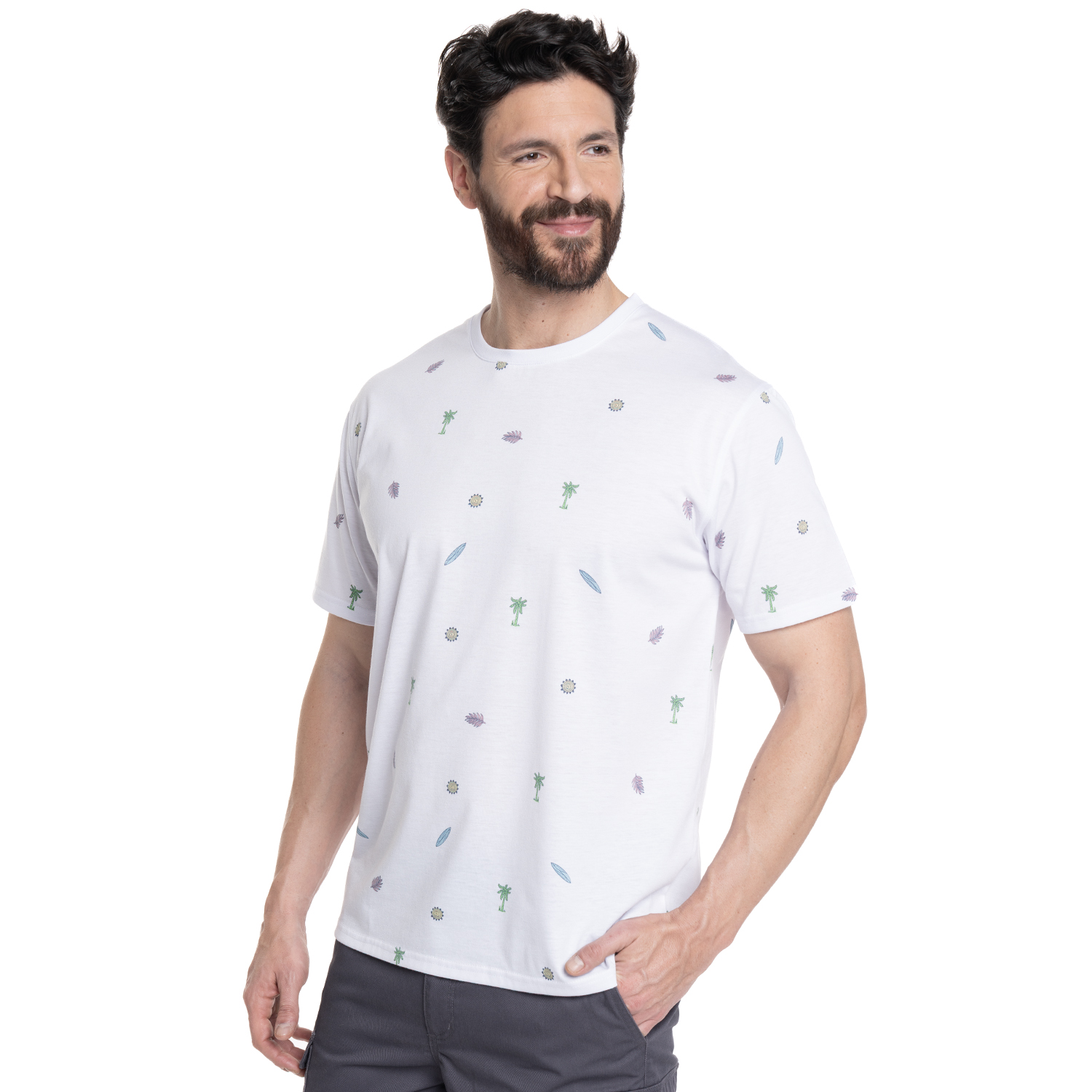 POLERA HOMBRE FULL PRINT CUELLO REDONDO | BLANCO - 1
