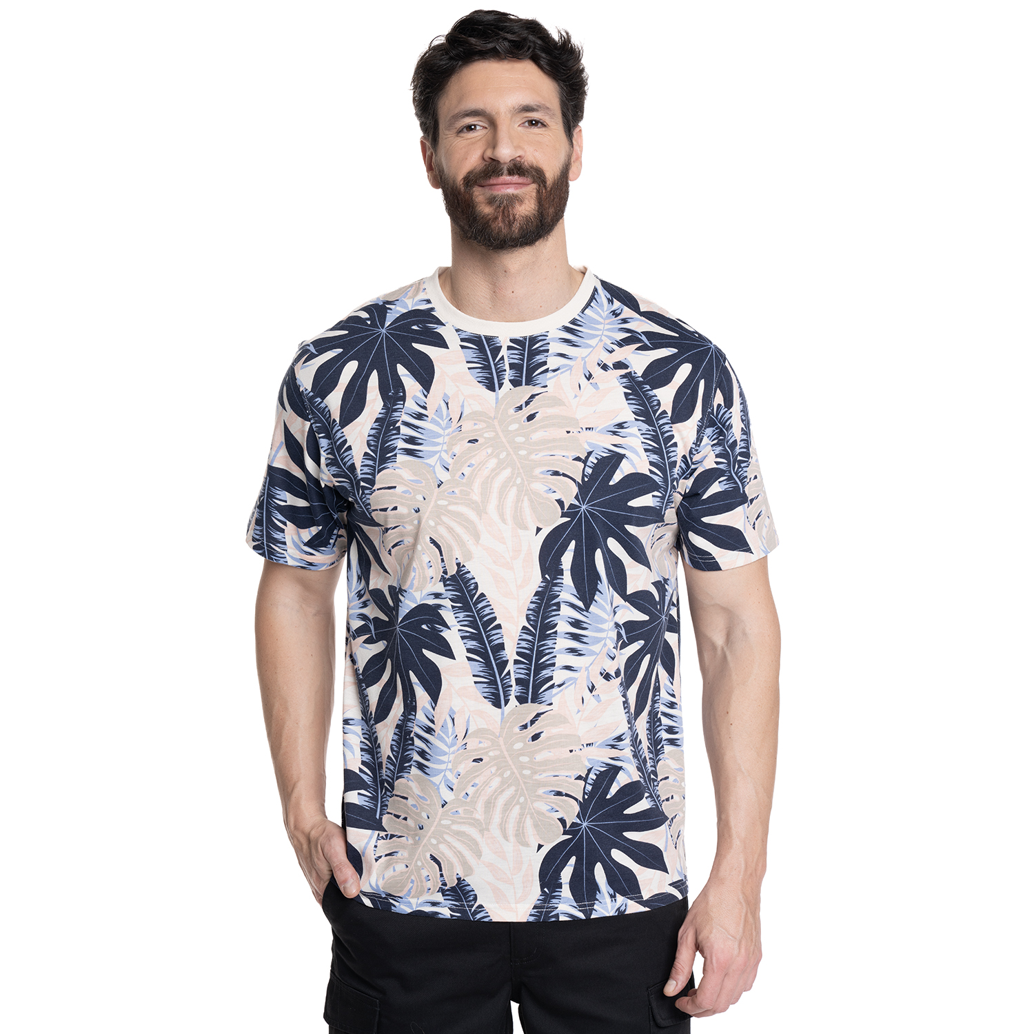 POLERA HOMBRE FULL PRINT CUELLO REDONDO | BEIGE - 1