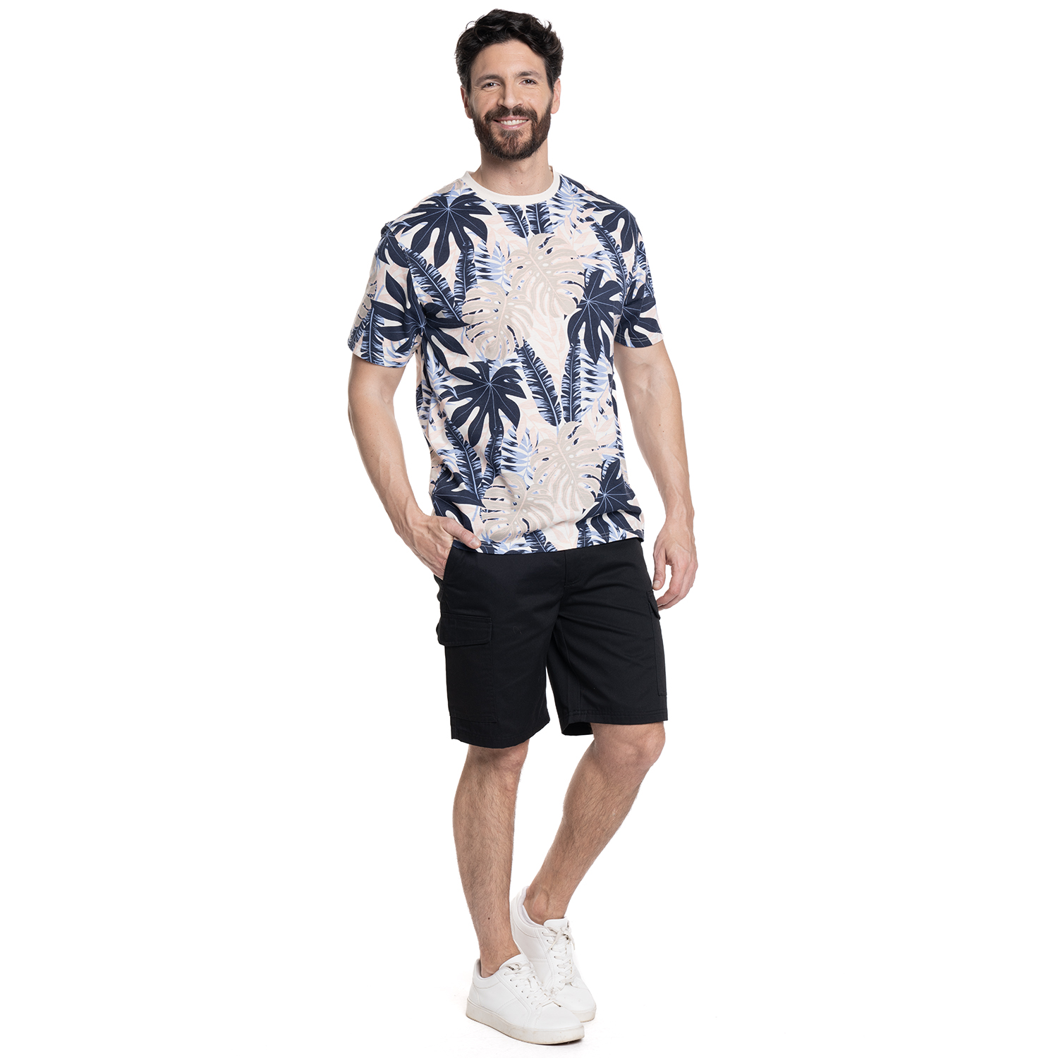 POLERA HOMBRE FULL PRINT CUELLO REDONDO | BEIGE - 4