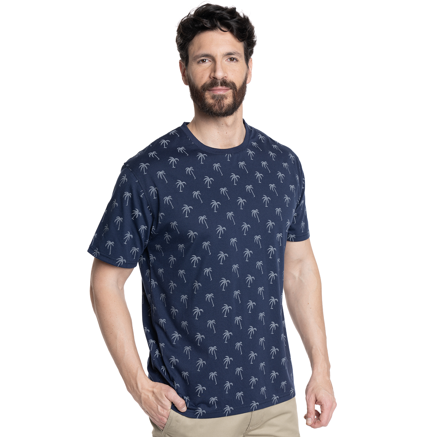 POLERA HOMBRE FULL PRINT CUELLO REDONDO | AZUL MARINO - 1