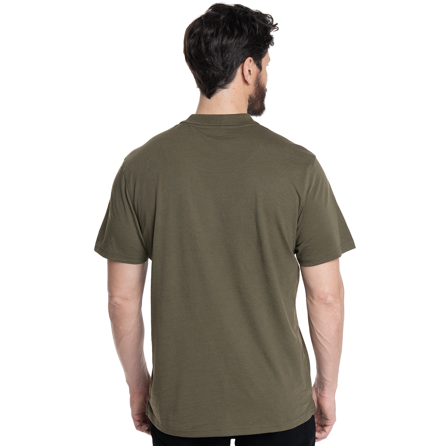 POLERA HOMBRE LISA CUELLO CAMISERO BOLSILLO PECHO | VERDE MUSGO - 3