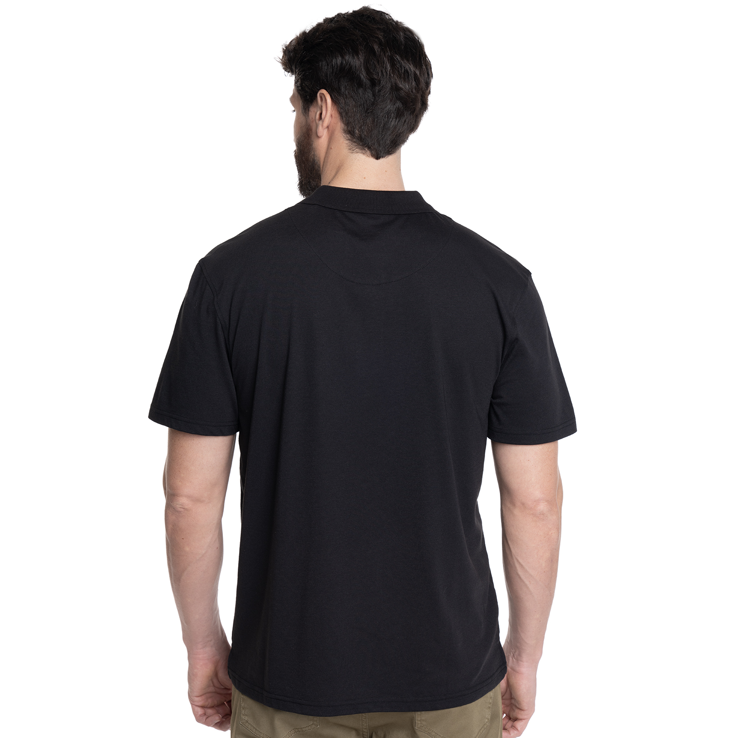 POLERA HOMBRE LISA CUELLO CAMISERO BOLSILLO PECHO | NEGRO - 2