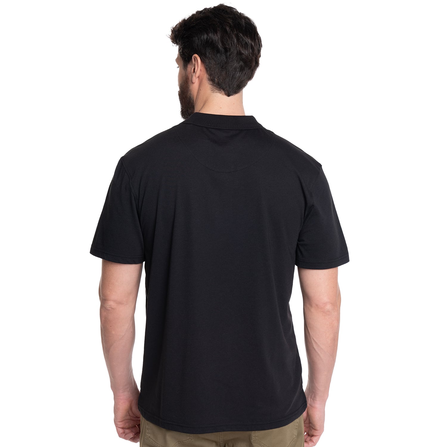 POLERA HOMBRE LISA CUELLO CAMISERO BOLSILLO PECHO | NEGRO - 2