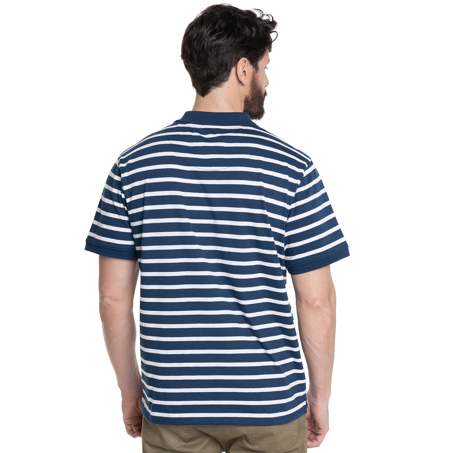 POLERA HOMBRE LISTADA CUELLO CAMISERO BOLSILLO PECHO | AZUL MARINO - 2