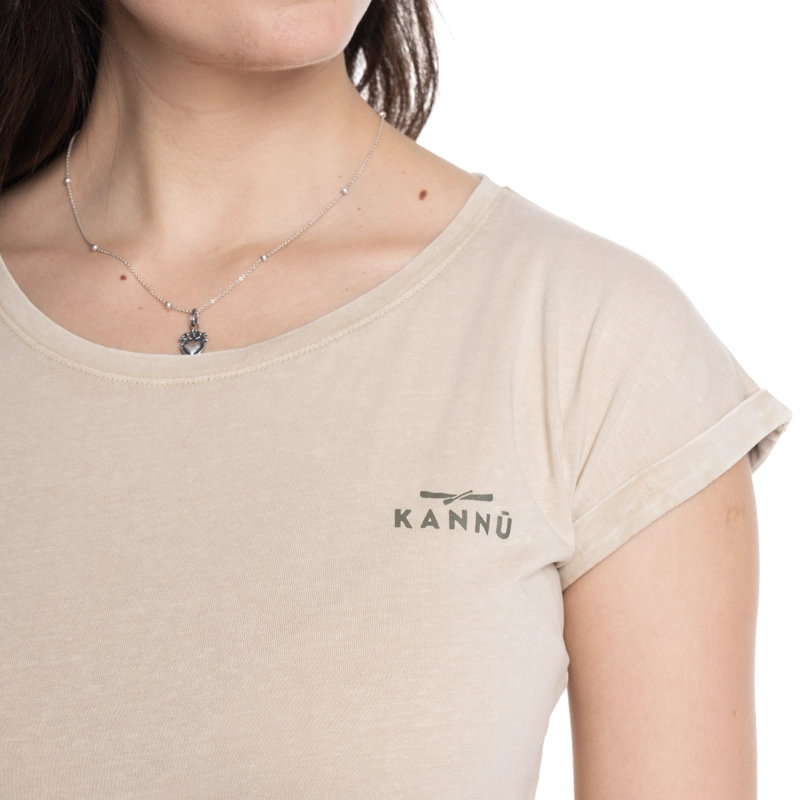POLERA MUJER MANGA CORTA LOGO | BEIGE - 3