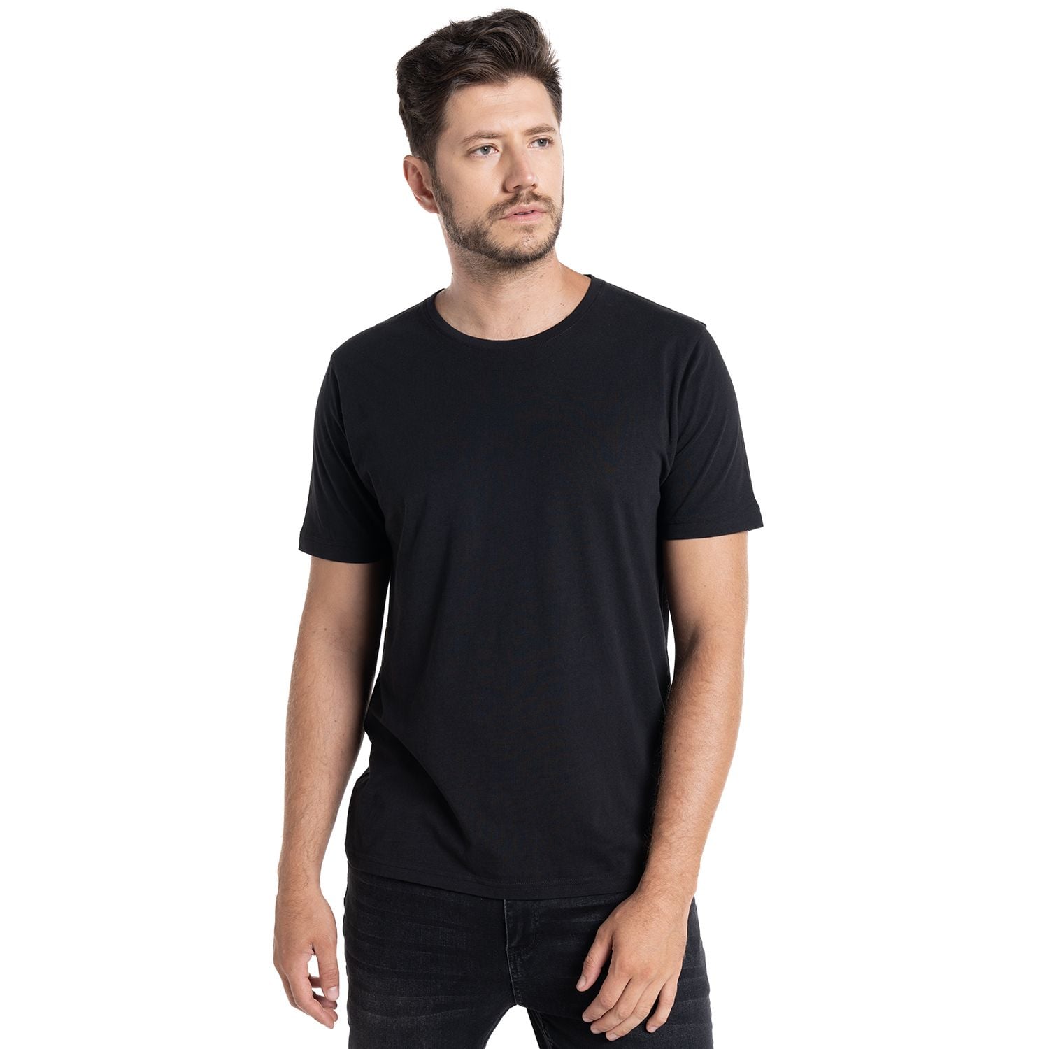 POLERA HOMBRE MANGA CORTA ROUND NECK VALENCIA | NEGRO - 1