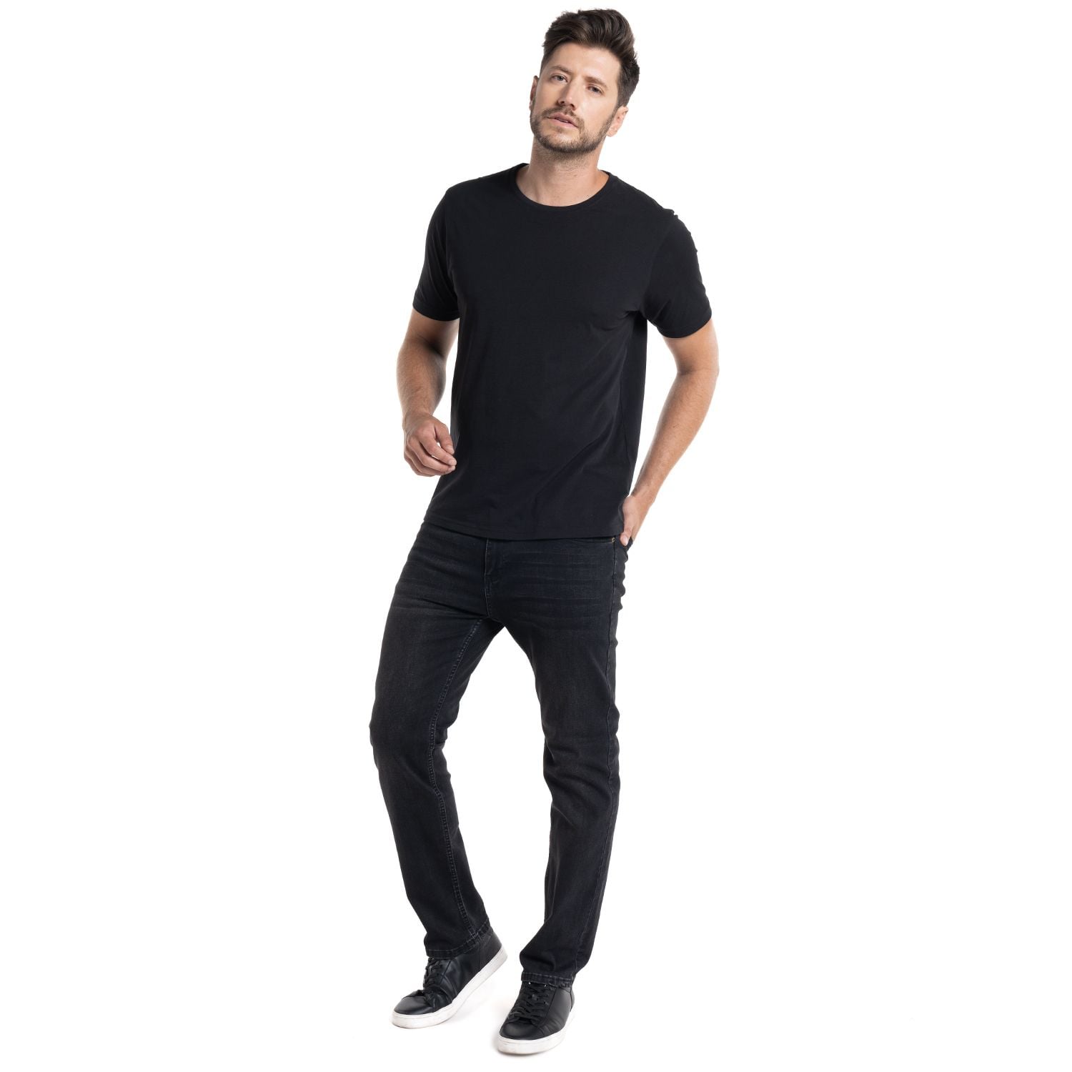 POLERA HOMBRE MANGA CORTA ROUND NECK VALENCIA | NEGRO - 4