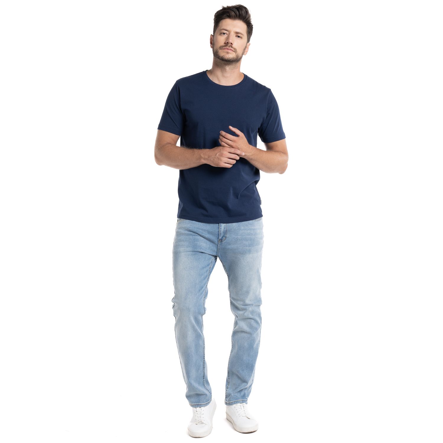 POLERA HOMBRE MANGA CORTA ROUND NECK VALENCIA | AZUL MARINO - 4