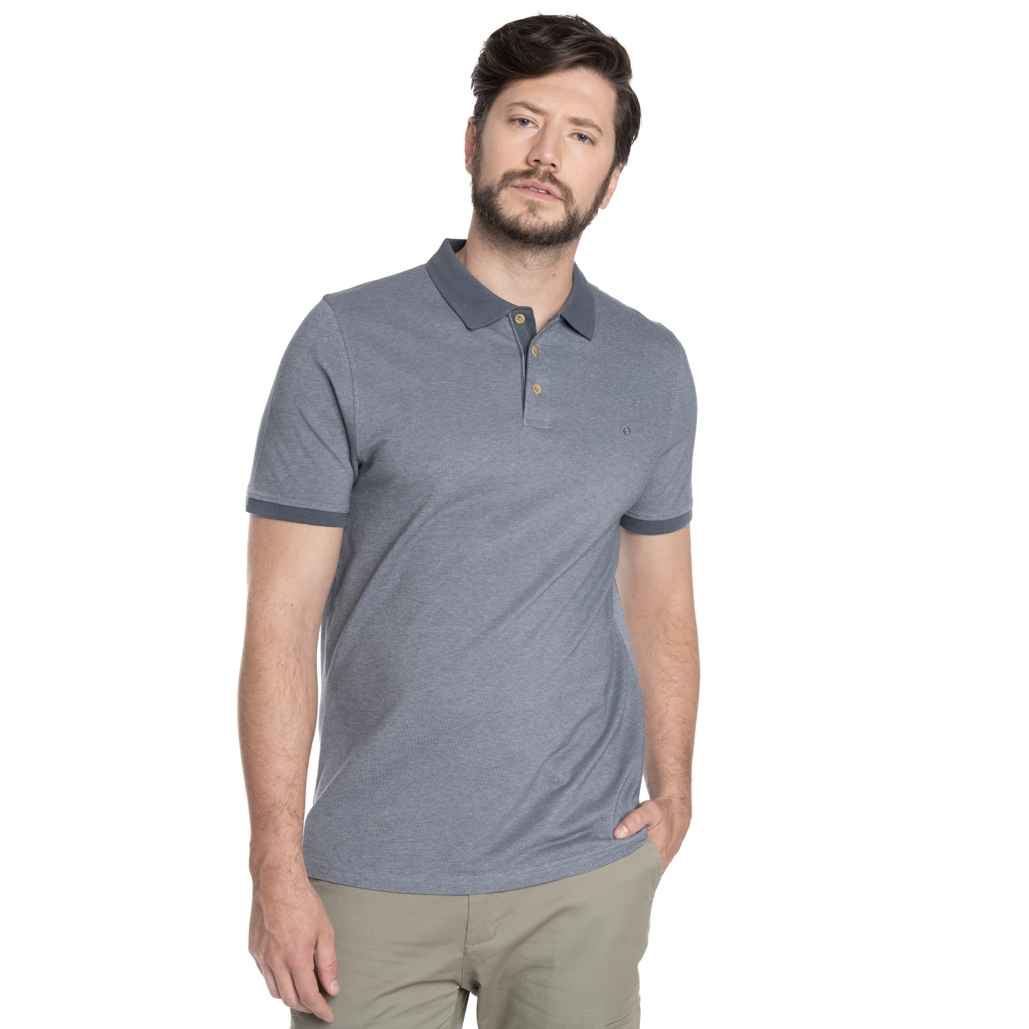 POLERA HOMBRE MANGA CORTA PIQUE GE NOVA | GRIS - 1