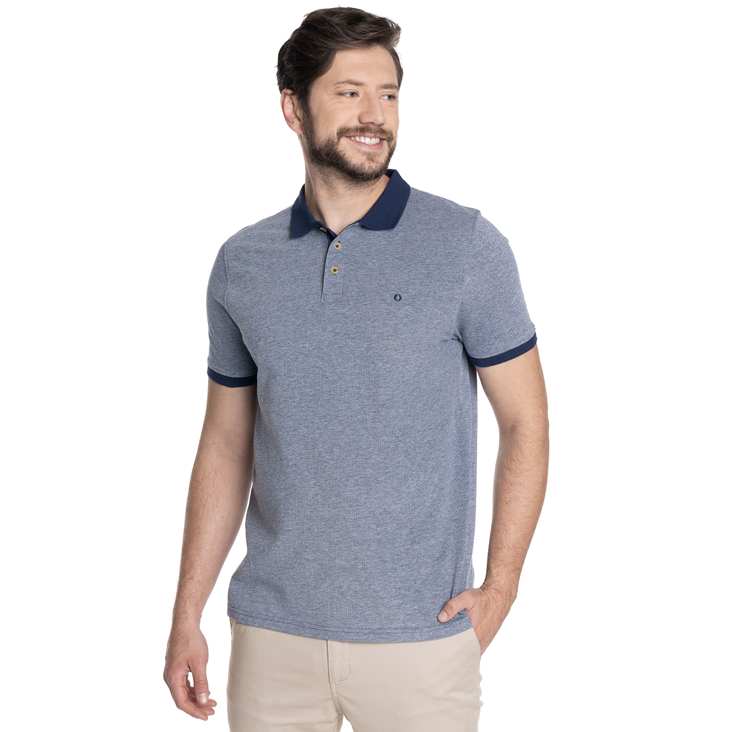 POLERA HOMBRE MANGA CORTA PIQUE GE NOVA | AZUL - 1