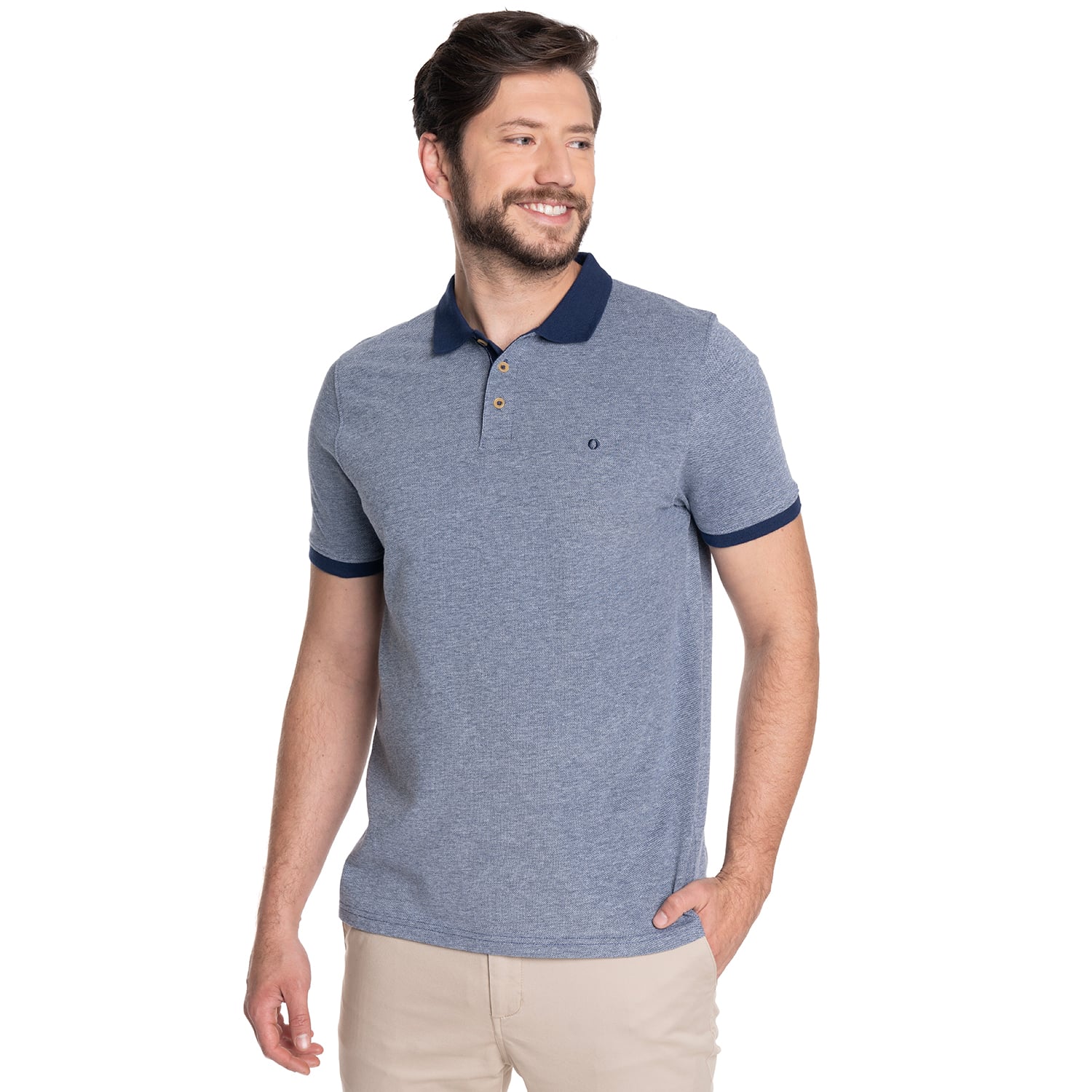POLERA HOMBRE MANGA CORTA PIQUE GE NOVA | AZUL - 1