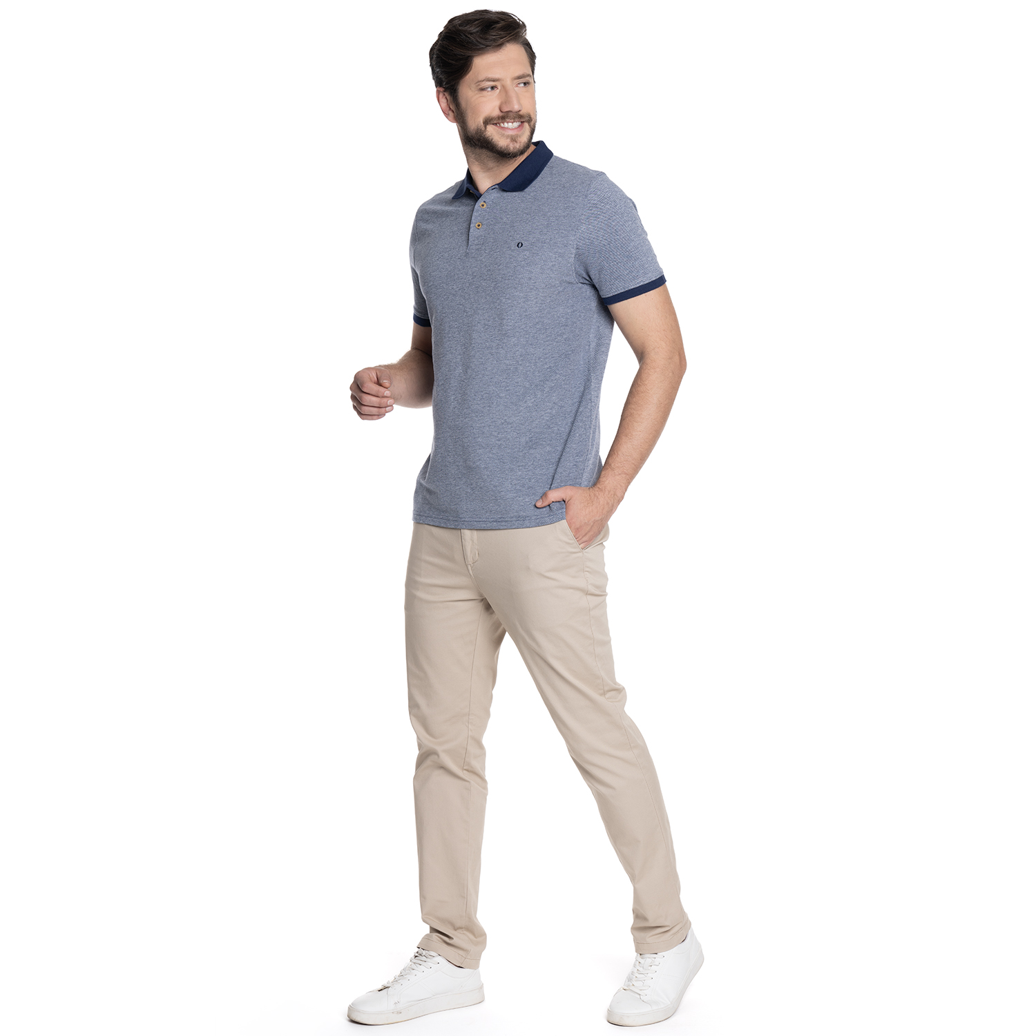 POLERA HOMBRE MANGA CORTA PIQUE GE NOVA | AZUL - 4