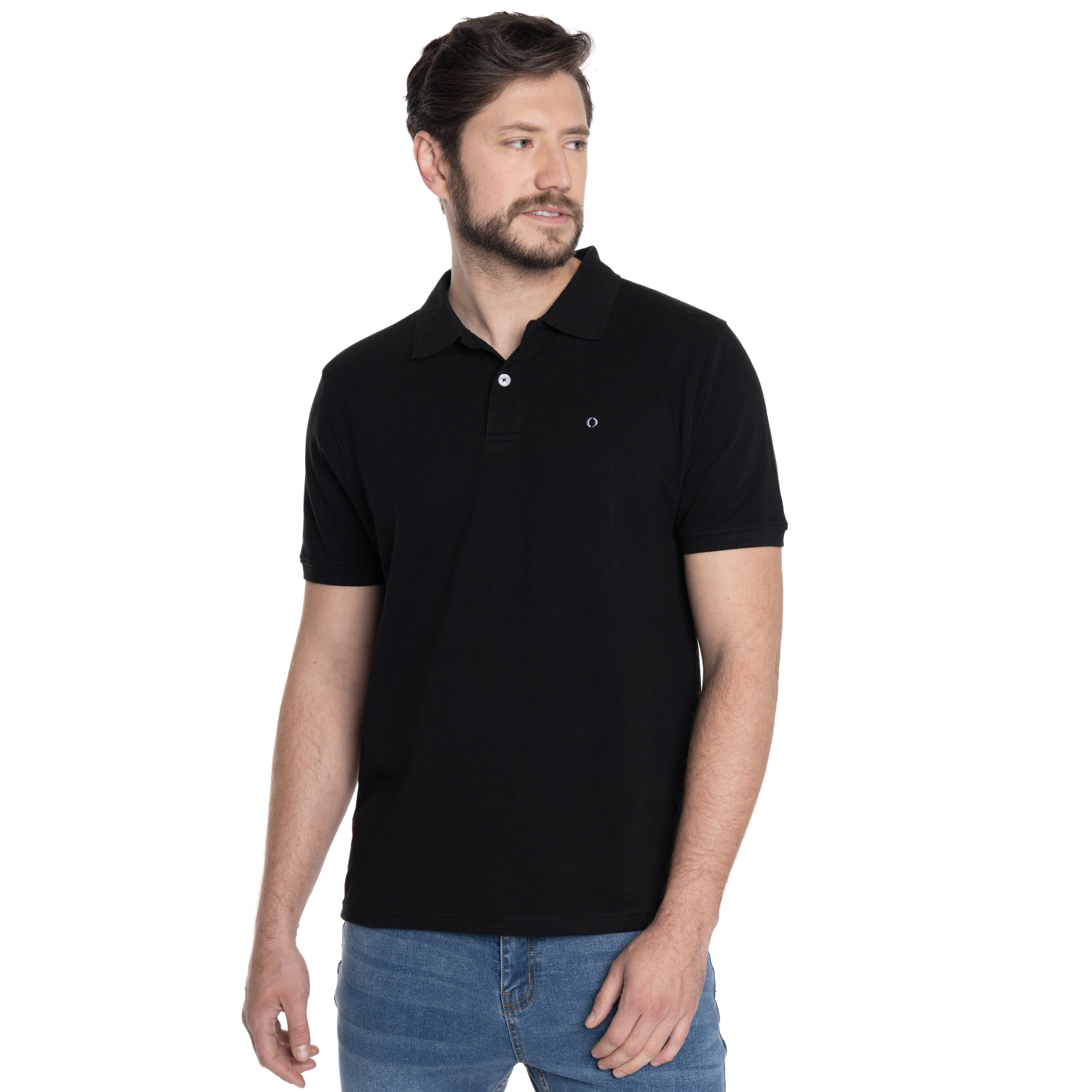 POLERA HOMBRE MANGA CORTA PIQUE CAPRI | NEGRO - 1