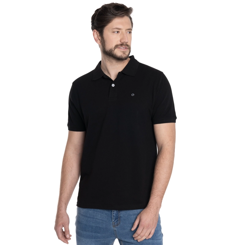 POLERA HOMBRE MANGA CORTA PIQUE CAPRI | NEGRO - 1