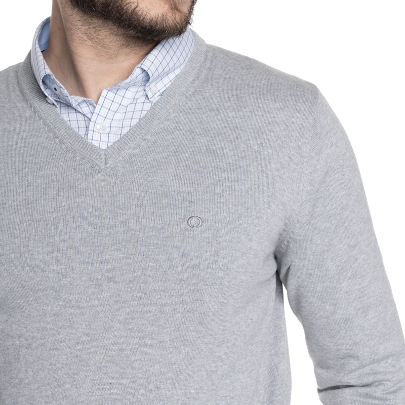 SWEATER HOMBRE CUELLO V VENECIA | GRIS MELANGE - 3