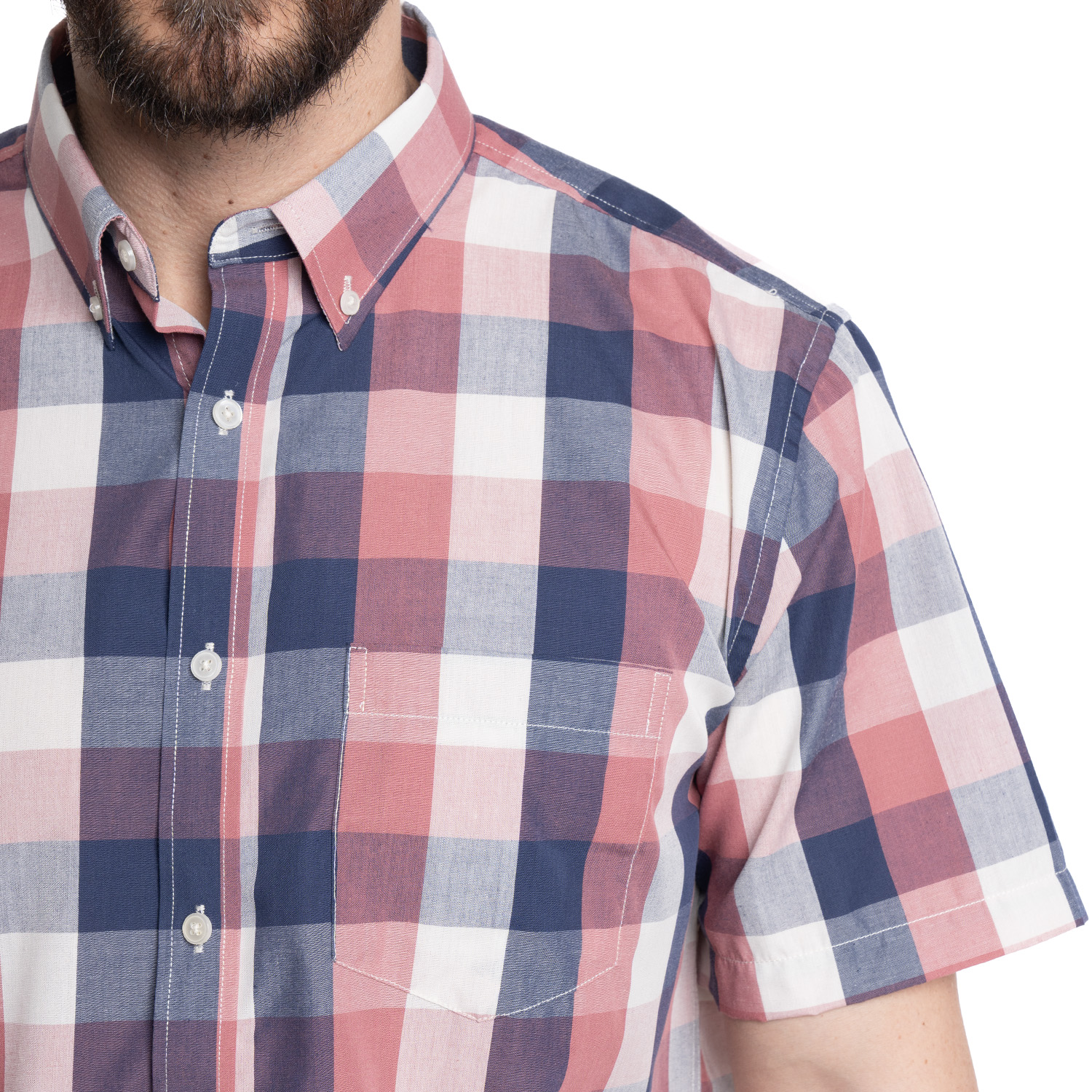 CAMISA HOMBRE MANGA CORTA FANTASIA PREMIUM CUELLO SEMI ITALIANO | ROSADO - 3