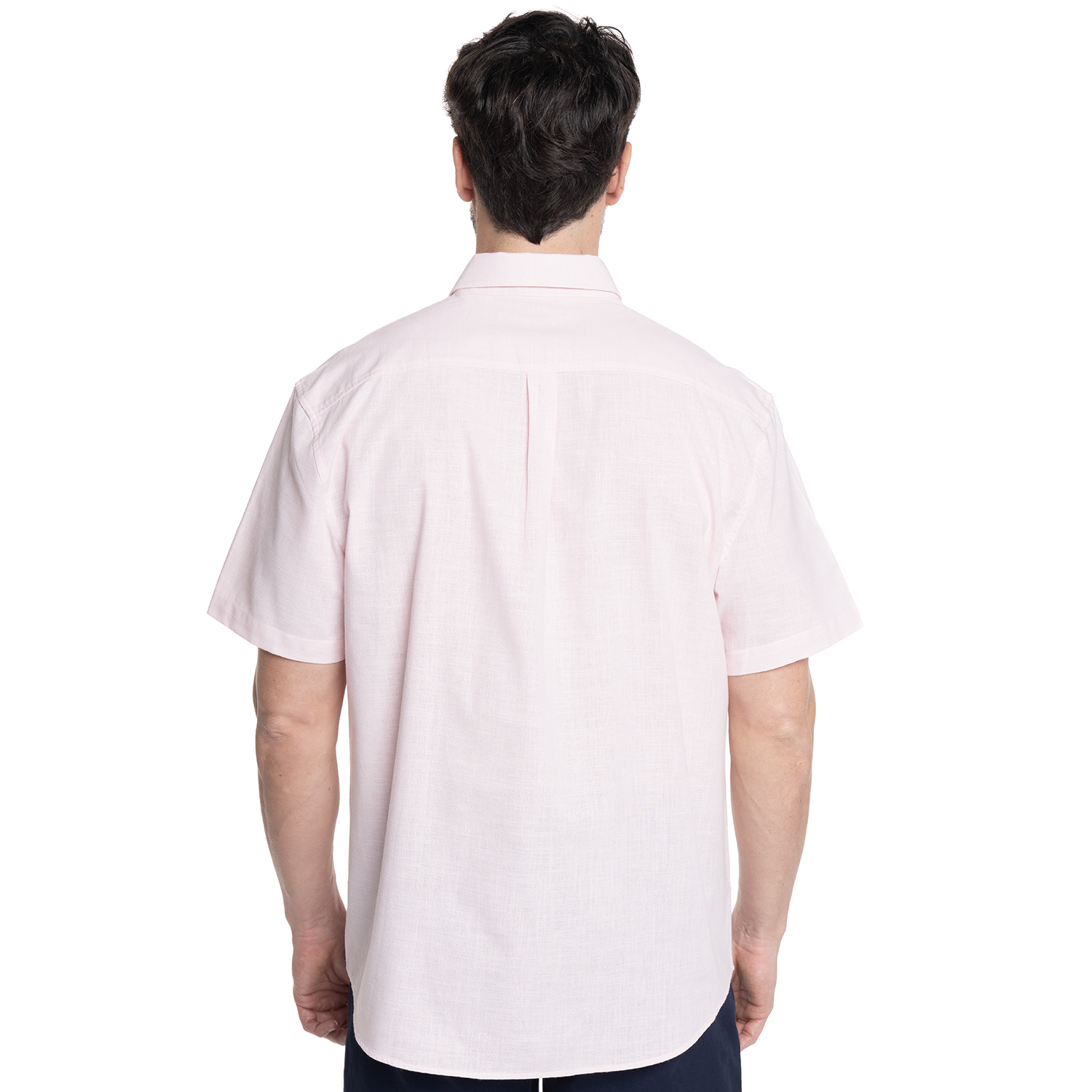 CAMISA HOMBRE MANGA CORTA SLUB LOOK LINO CUELLO SEMI ITALIANO | ROSADO - 2