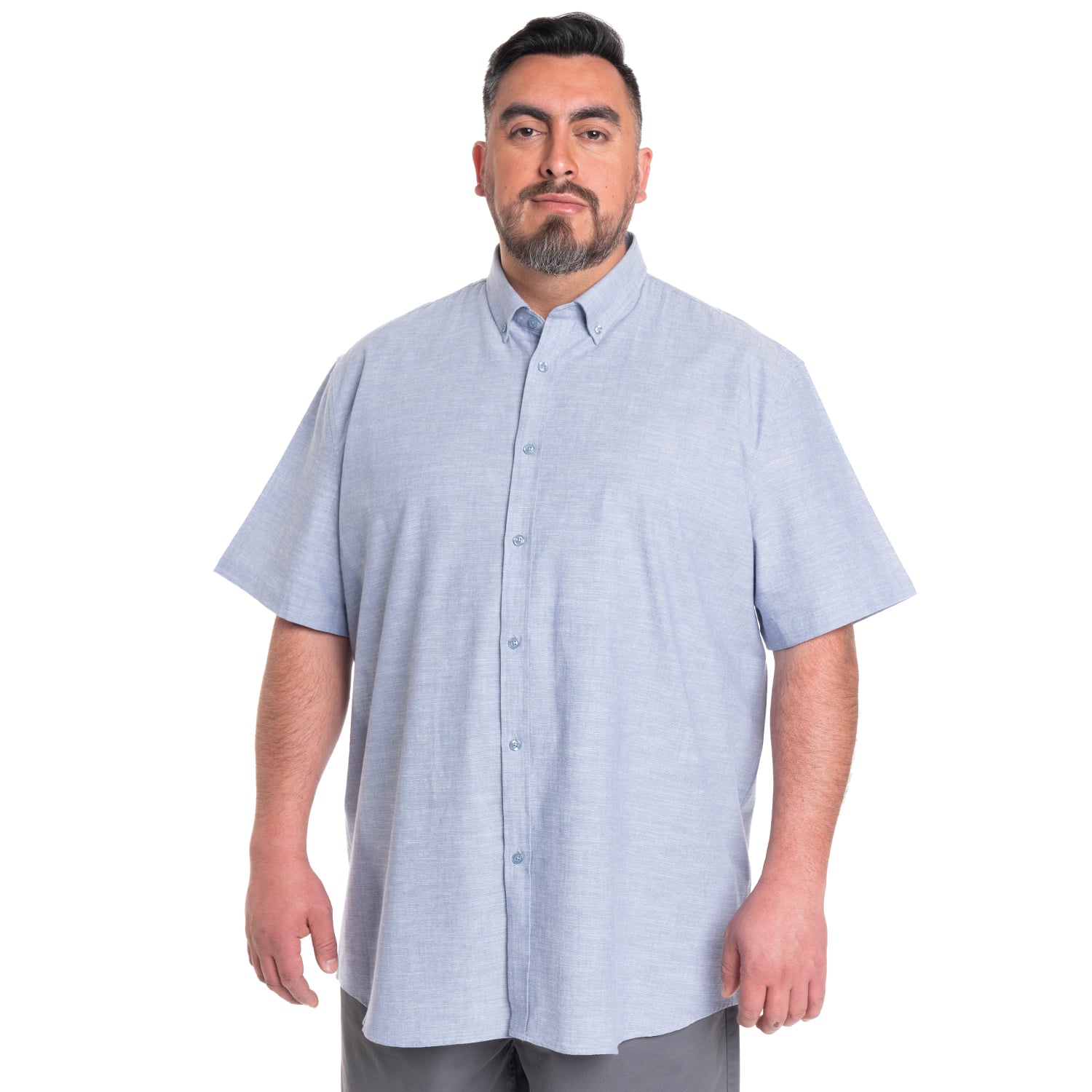 CAMISA HOMBRE MANGA CORTA SLUB LOOK LINO CUELLO SEMI ITALIANO | CELESTE - 5
